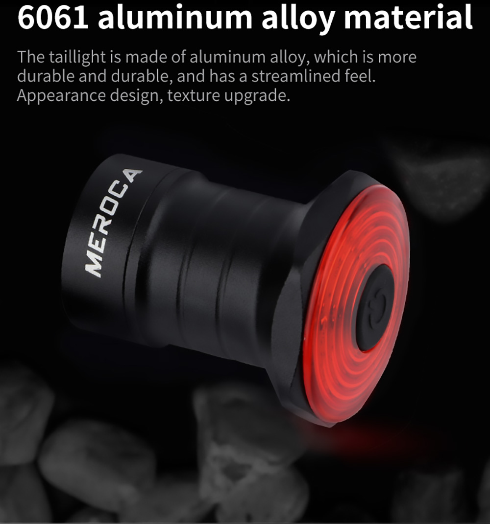 MEROCA WR15 Smart Bike Tail Light Brake Sensing Bicycle Rear Flashlight with 500mAh Battery 7 Light Modes for Saddle