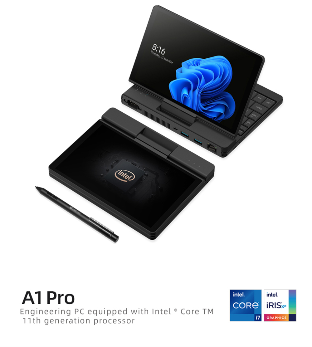 One Netbook A1 Pro 7 Inches Mini Laptop for Engineers Intel Core i7-1160G7 16GB RAM 512G SSD 2048 Pressure Level
