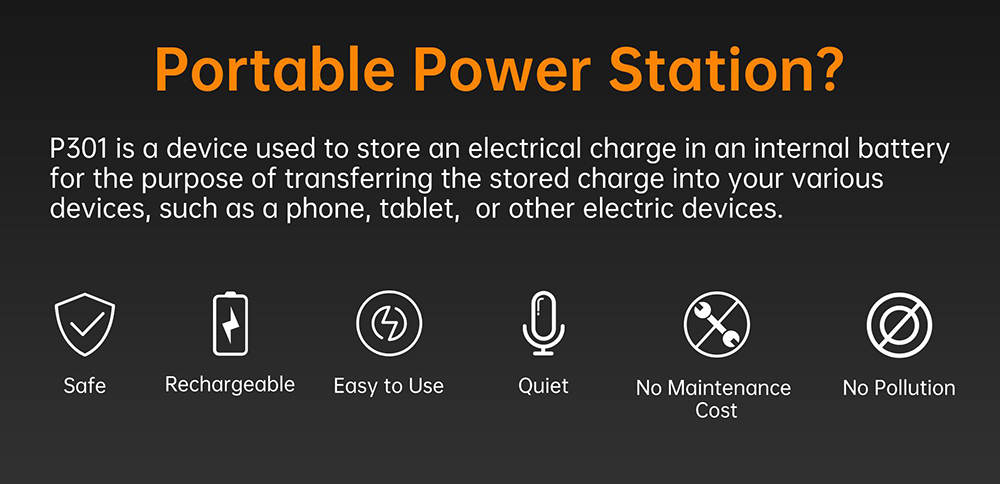 Oukitel P301 280.8Wh Portable Power Station PD10OW Power Supply with 9 Port Outputs Pure Sine Wave LCD Display
