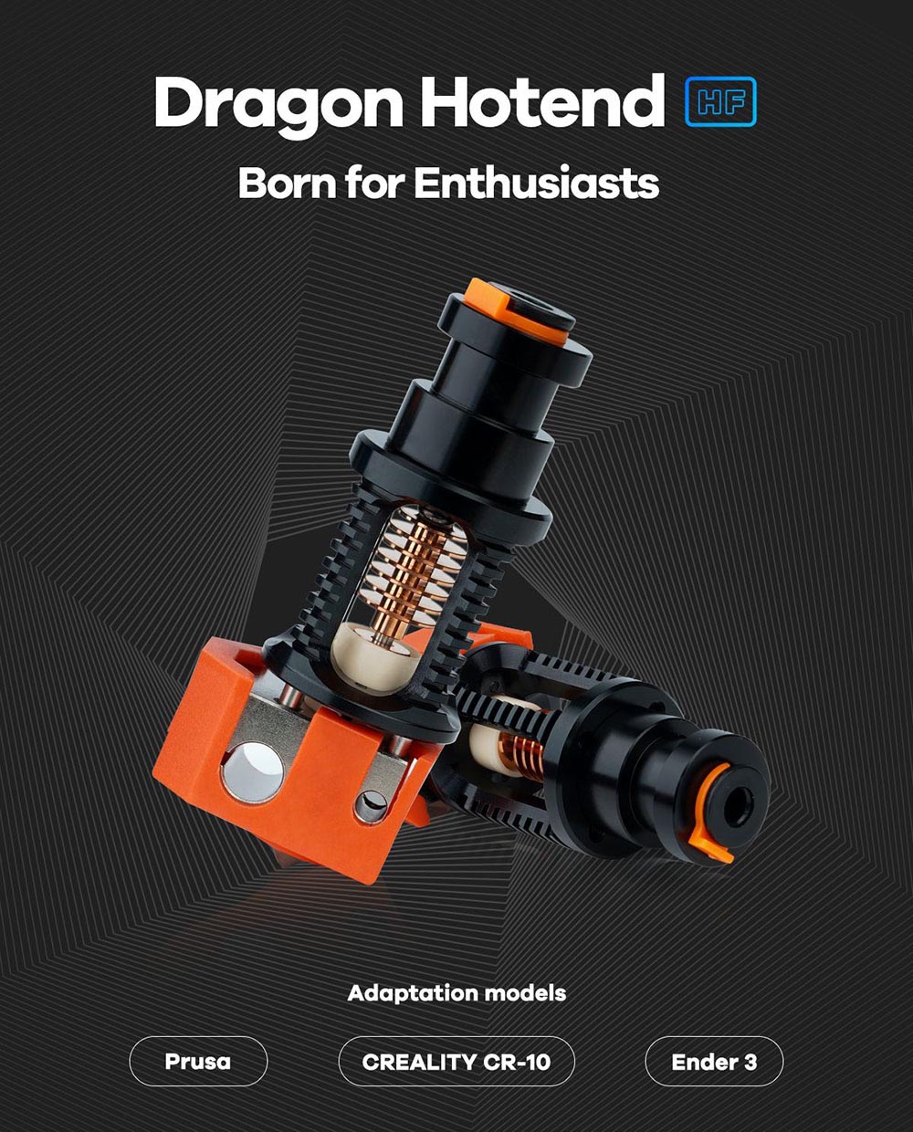 Phaetus Dragon Hotend HF V2.0 Super Precision 3D Printer Extrusion Head for V6 Hotend DDE DDB Direct Drive Bowden - Blue