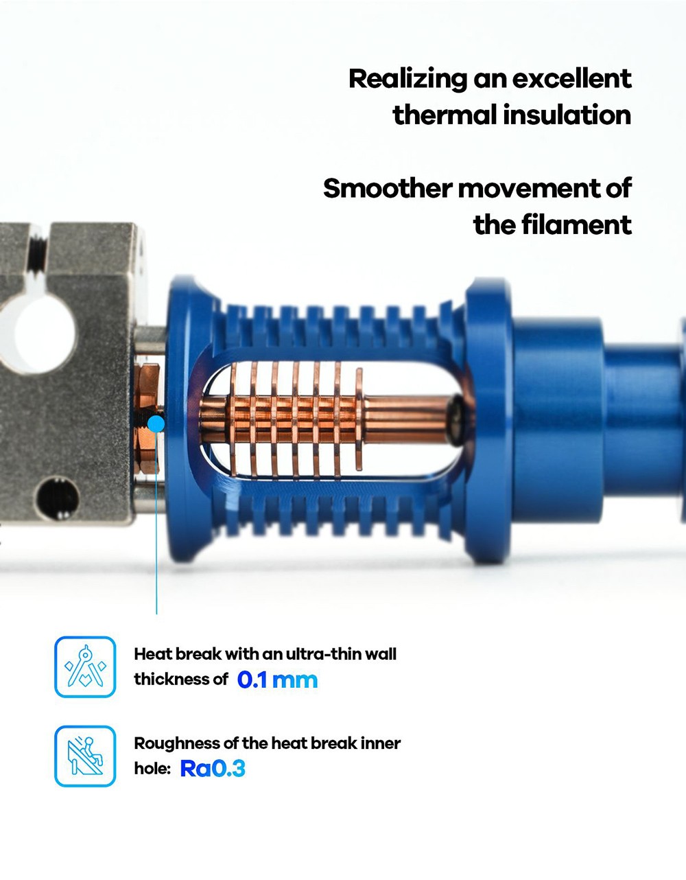 Phaetus Dragon Hotend ST V2.0 Super Precision 3D Printer Extrusion Head for V6 Hotend DDE DDB Direct Drive Bowden -Blue