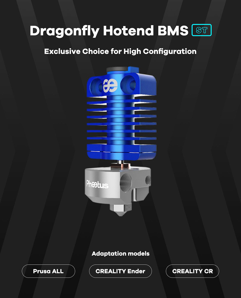 Phaetus Dragonfly HOTEND BMS ST Bimetal HEATBREAK for Bowden DDB Extruder Direct Drive - Blue