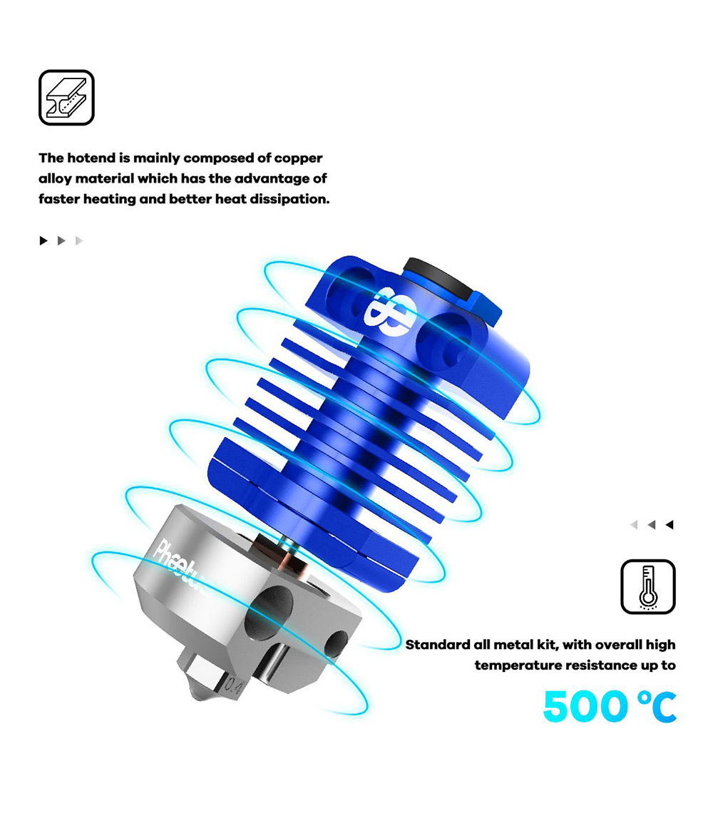 Phaetus Dragonfly HOTEND BMS ST Bimetal HEATBREAK for Bowden DDB Extruder Direct Drive - Blue