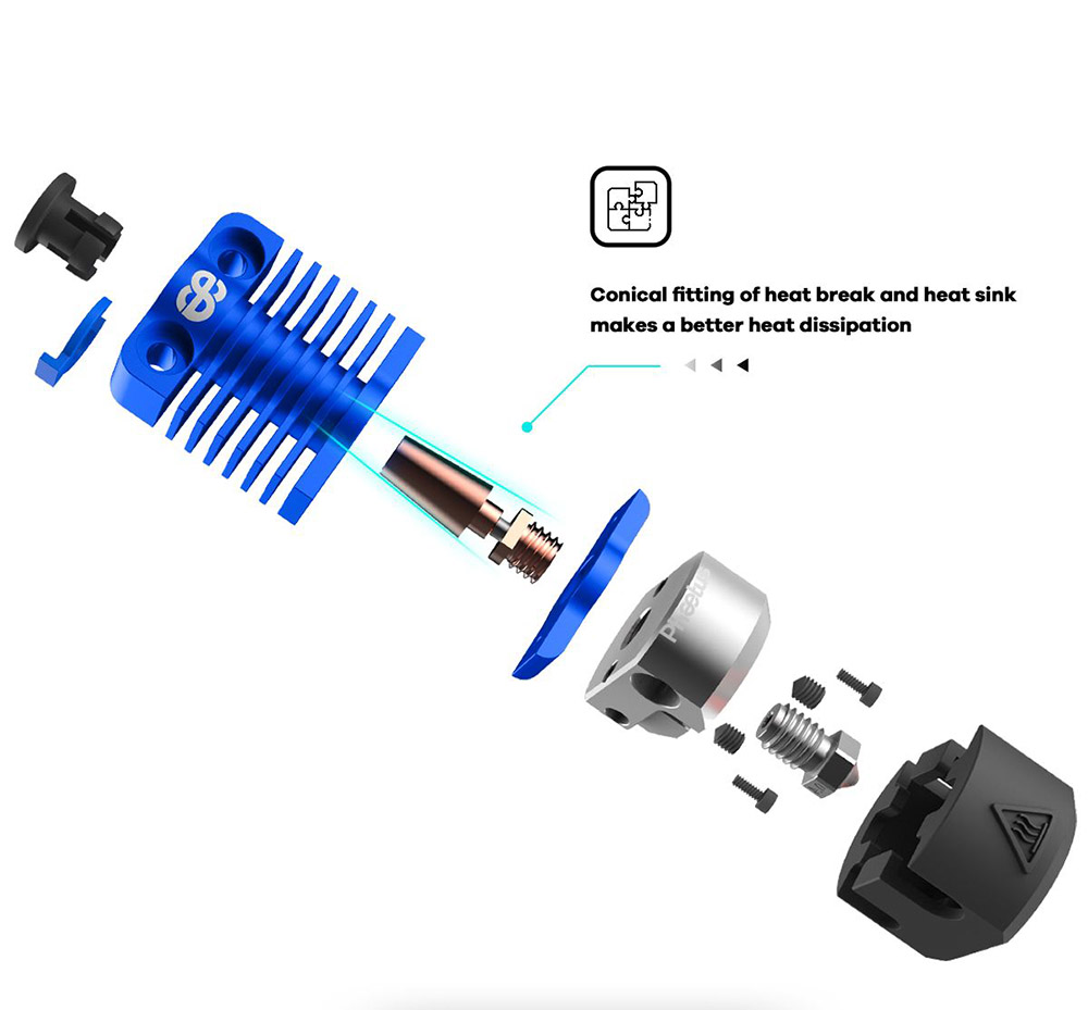 Phaetus Dragonfly HOTEND BMS ST Bimetal HEATBREAK for Bowden DDB Extruder Direct Drive - Blue