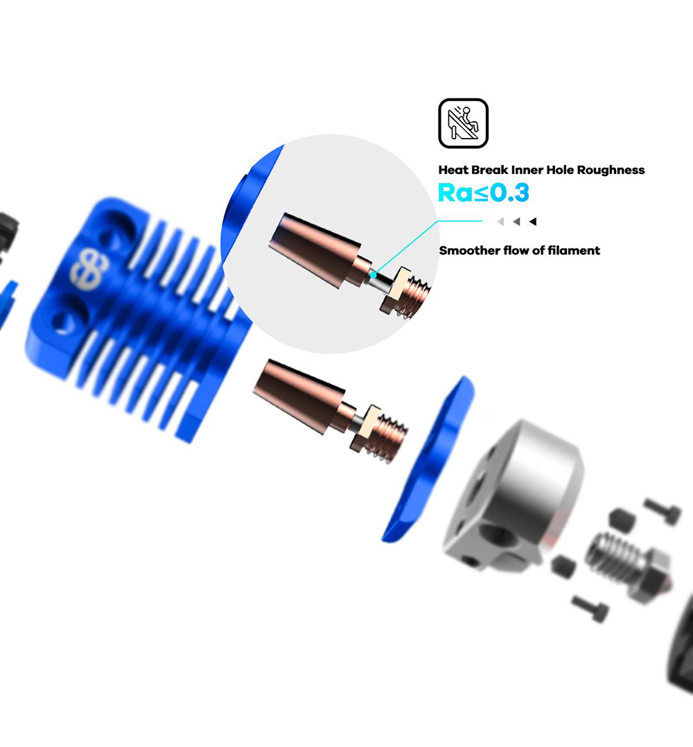 Phaetus Dragonfly HOTEND BMS ST Bimetal HEATBREAK for Bowden DDB Extruder Direct Drive - Blue