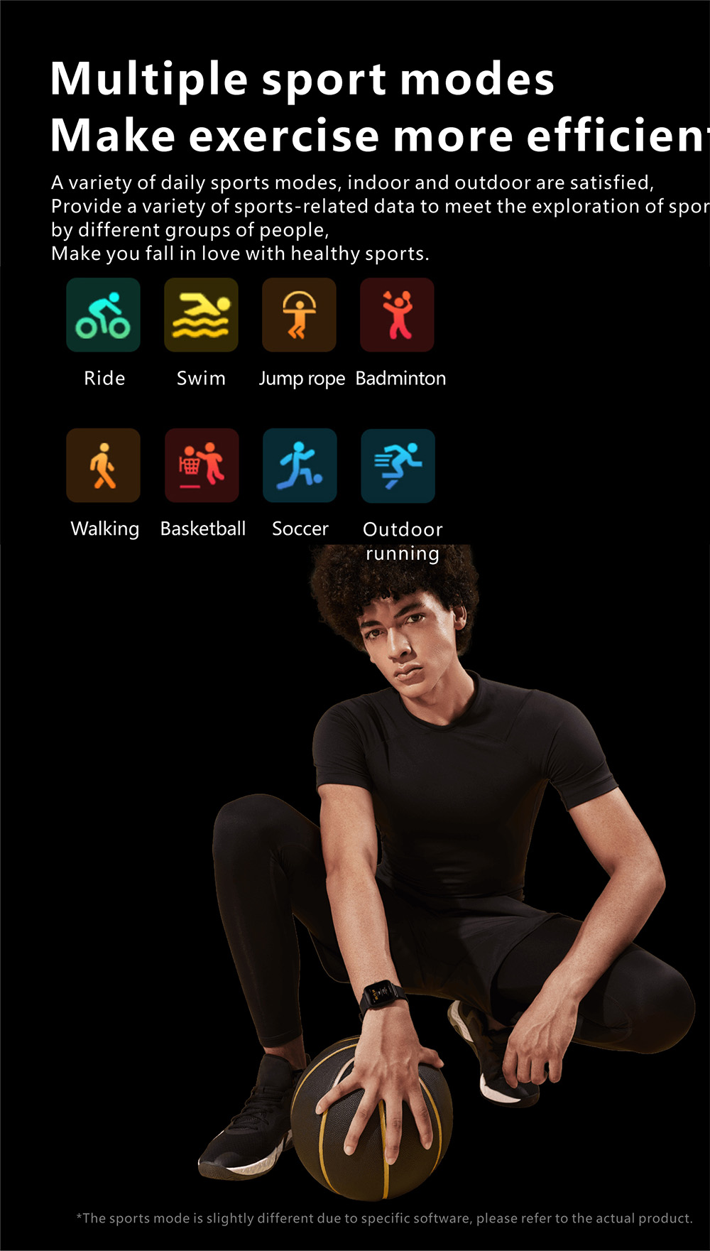 Makibes Q25 Smartwatch Bluetooth Calling Watch 1.7'' Touch Screen Heart Rate SpO2 BP Monitor - Black