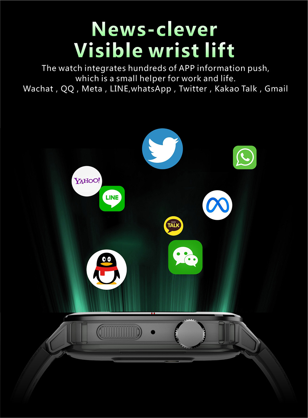 Makibes Q25 Smartwatch Bluetooth Calling Watch 1.7'' Touch Screen Heart Rate SpO2 BP Monitor - Black