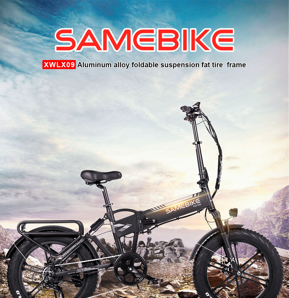 SAMEBIKE XWLX09 20 Inches Fat Tire Electric Bike 500W Motor 25-35km/h Max Speed 80-90km Max Mileage - Black