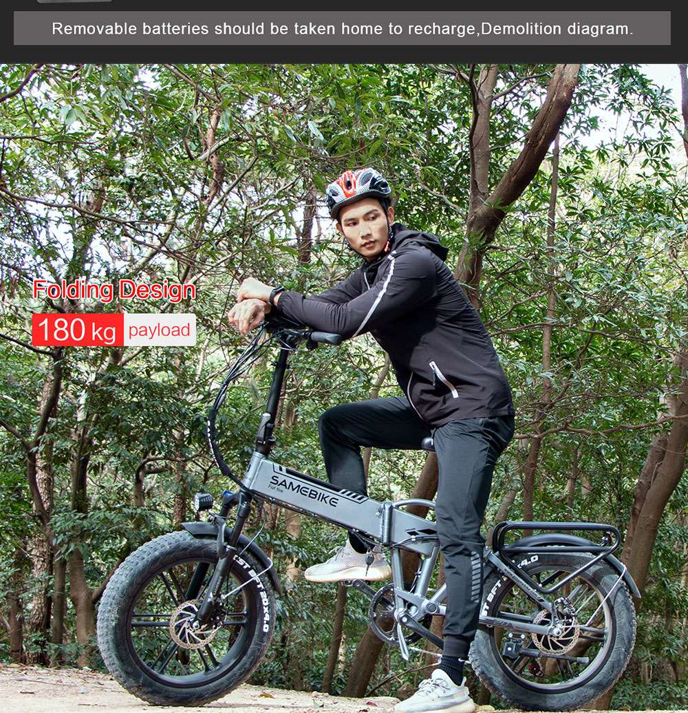 SAMEBIKE XWLX09 20 Inches Fat Tire Electric Bike 500W Motor 25-35km/h Max Speed 80-90km Max Mileage - Black