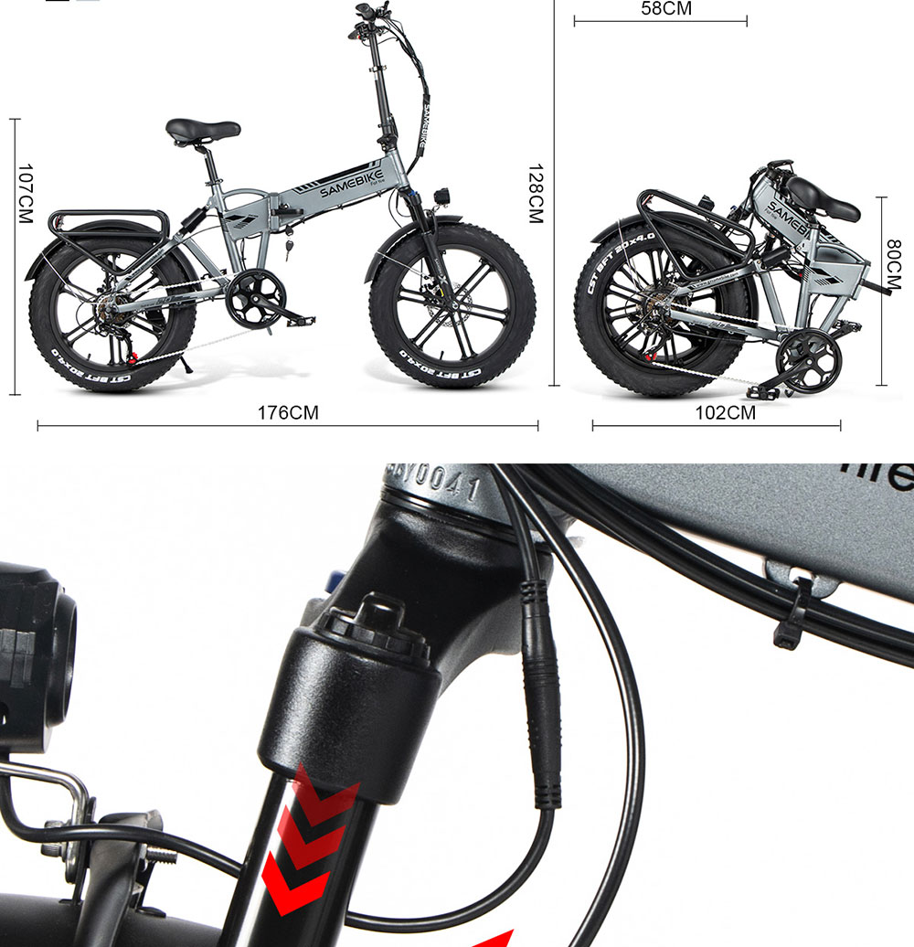 SAMEBIKE XWLX09 20 Inches Fat Tire eBike 500W All Terrain eBike 25-35km/h Max Speed 80-90km Max Mileage - Silver 22 SAMEBIKE XWLX09 20 Inches Fat Tire eBike 500W All Terrain eBike 25-35km/h Max Speed 80-90km Max Mileage - Silver