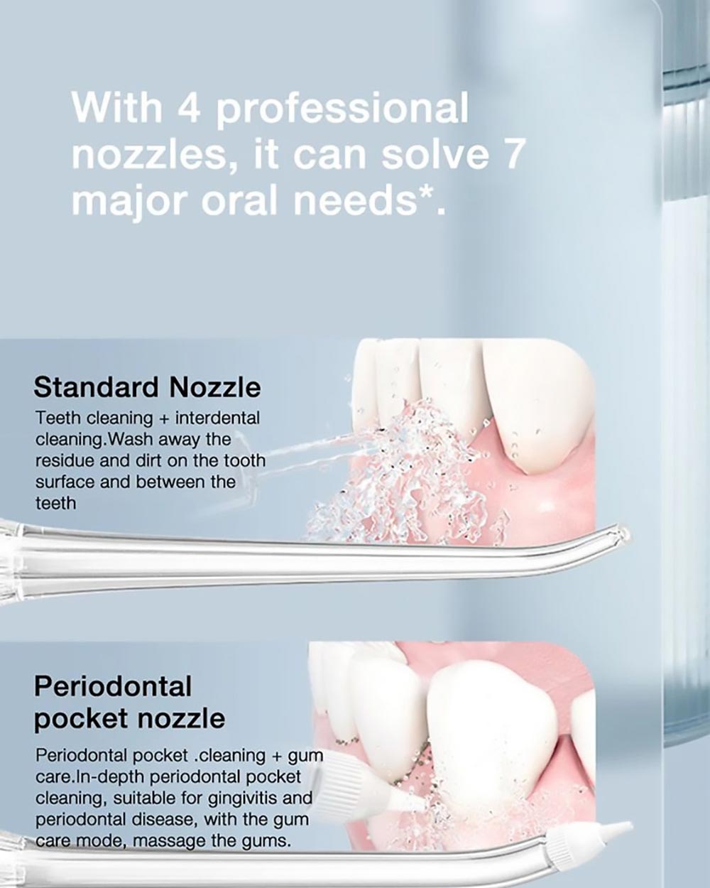 SOOCAS W1 Portable Pull-Out Oral Irrigator 4 Frequency Conversion Modes IPX7 Waterproof Intelligent Power-off