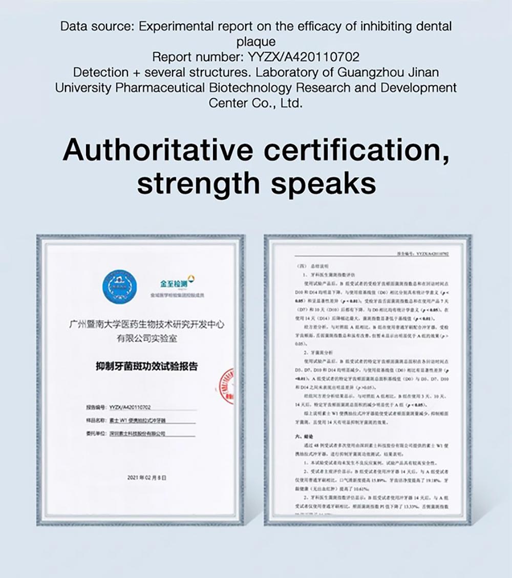 SOOCAS W1 Portable Pull-Out Oral Irrigator 4 Frequency Conversion Modes IPX7 Waterproof Intelligent Power-off