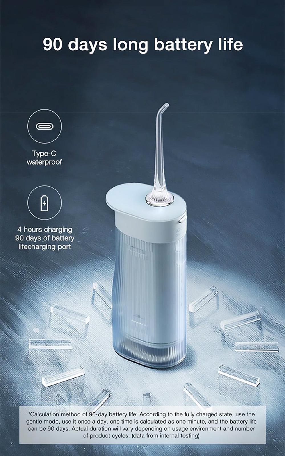 SOOCAS W1 Portable Pull-Out Oral Irrigator 4 Frequency Conversion Modes IPX7 Waterproof Intelligent Power-off