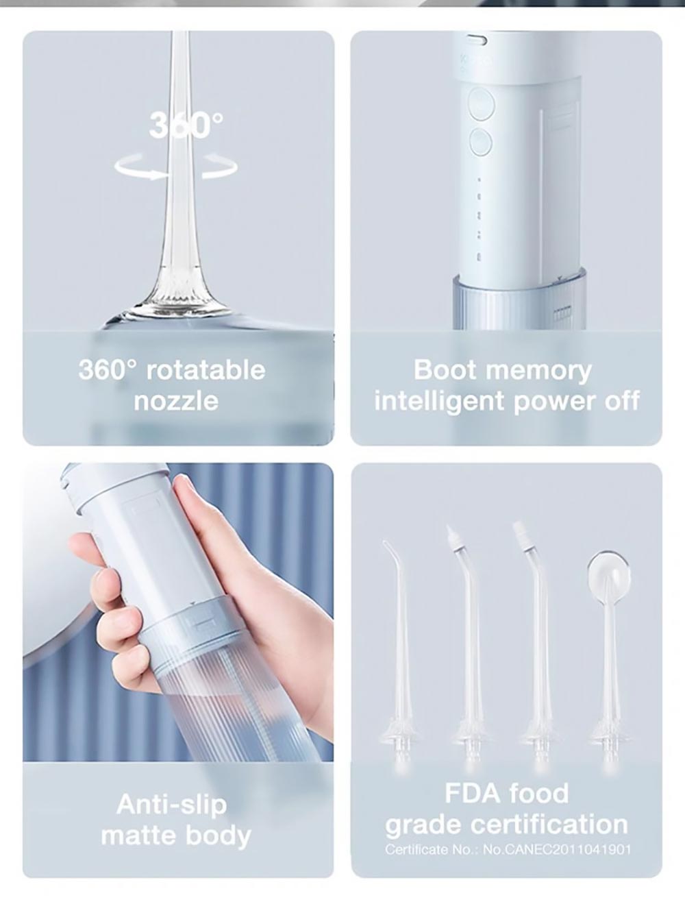 SOOCAS W1 Portable Pull-Out Oral Irrigator 4 Frequency Conversion Modes IPX7 Waterproof Intelligent Power-off