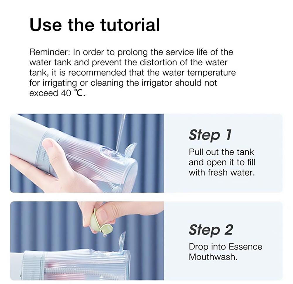 SOOCAS W1 Portable Pull-Out Oral Irrigator 4 Frequency Conversion Modes IPX7 Waterproof Intelligent Power-off