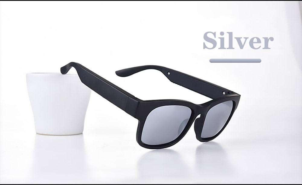 Smart Bluetooth Sunglasses TWS Audio Eyewear Music & Hands Free Calling Sunglasses BT5.0 - Silver