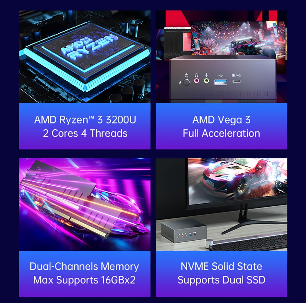 T-bao MN32 AMD R3 3200U 2 Cores 4 Threads 16GB RAM 512GB ROM Windows 10 Mini PC RJ45 Up To 1000M WiFi Bluetooth 15 T-bao MN32 AMD R3 3200U 2 Cores 4 Threads 16GB RAM 512GB ROM Windows 10 Mini PC RJ45 up to 1000M WiFi Bluetooth