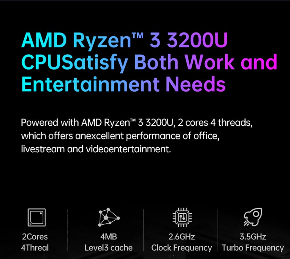 T-bao MN32 AMD R3 3200U 2 Cores 4 Threads 8GB RAM 128GB ROM Windows 10 Mini PC RJ45 up to 1000M WiFi Bluetooth
