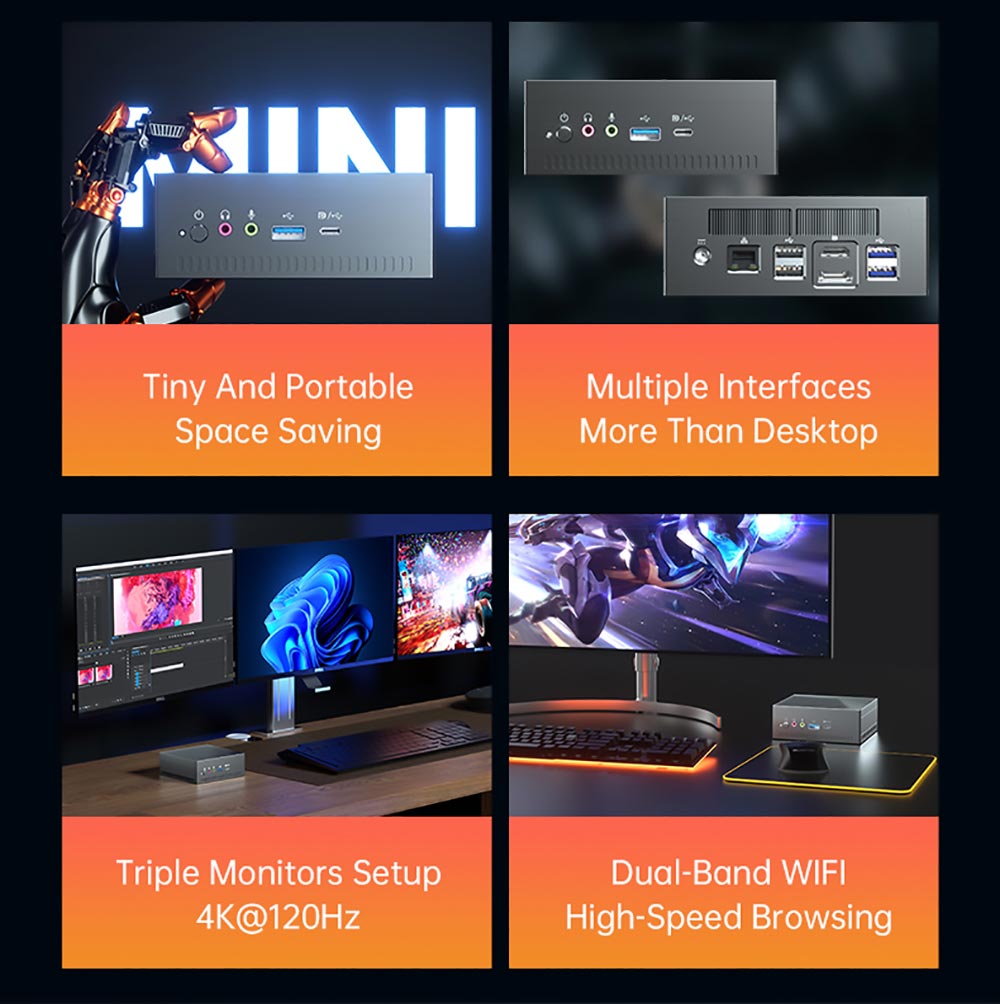 T-bao MN37 AMD R7 3750H 4 Cores 8 Thread, Windows 10 Mini PC 16GB DDR4 RAM 1TB ROM Support HD Display, 5 USB Ports 16 T-bao MN37 AMD R7 3750H 4 Cores 8 Thread, Windows 10 Mini PC 16GB DDR4 RAM 1TB ROM Support HD Display, 5 USB Ports