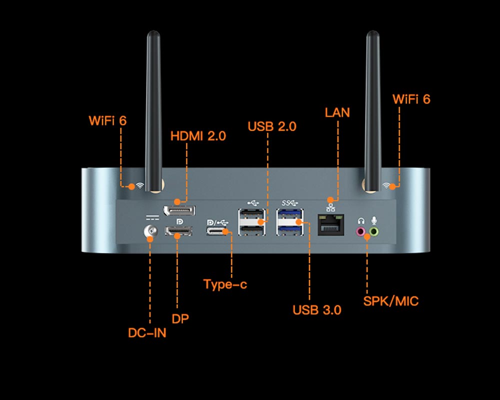 T-bao MN59H AMD Ryzen™ 9 5900HX 8 Cores 16 Threads 32GB RAM 1TB ROMDDR4-3200 Windows 10 Mini PC RJ45 up to 1000M