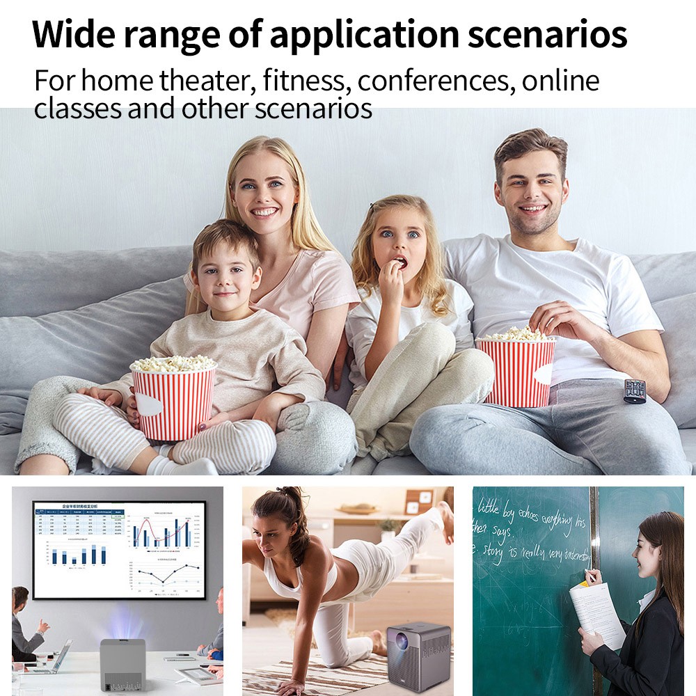 T03 Portable LCD Projector 1920*1080 HD 1080P 150 ANSI Lumens for Family Education and Entertainment with EU Plug