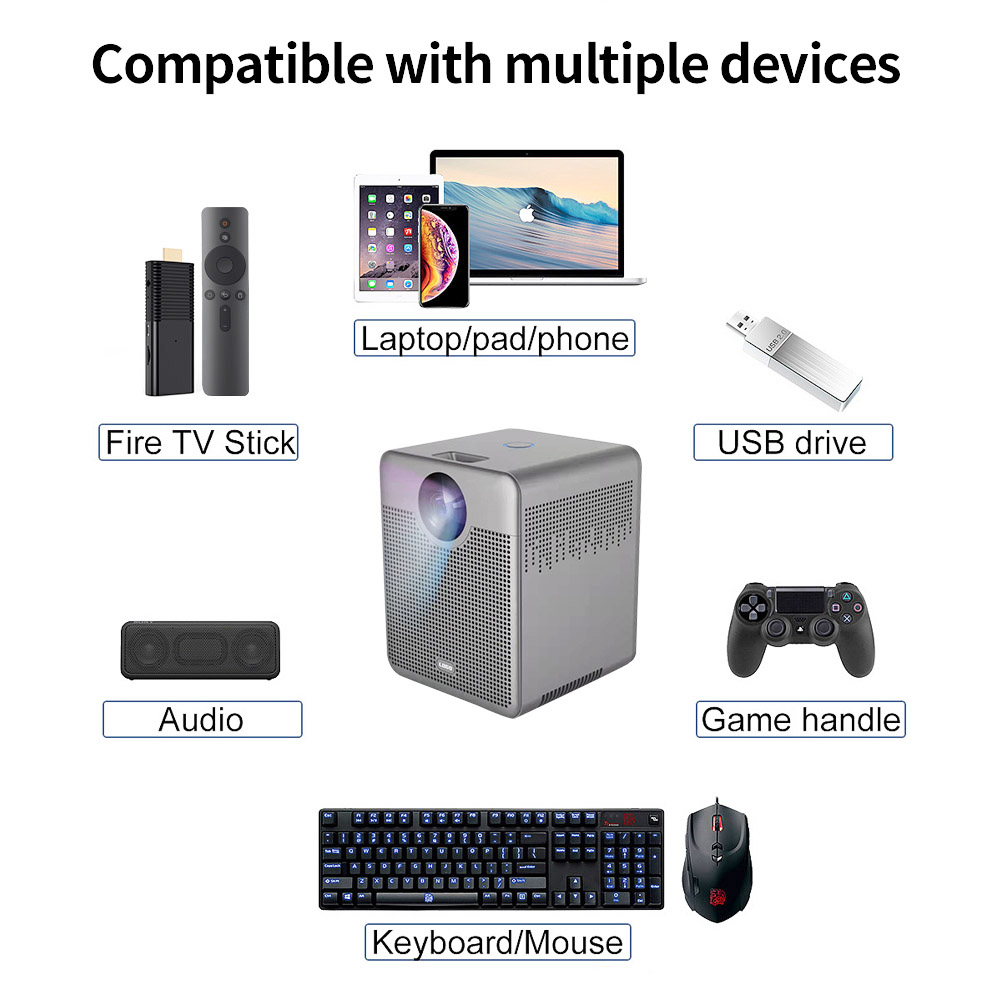 T03 Portable LCD Projector 1920*1080 HD 1080P 150 ANSI Lumens for Family Education and Entertainment with EU Plug