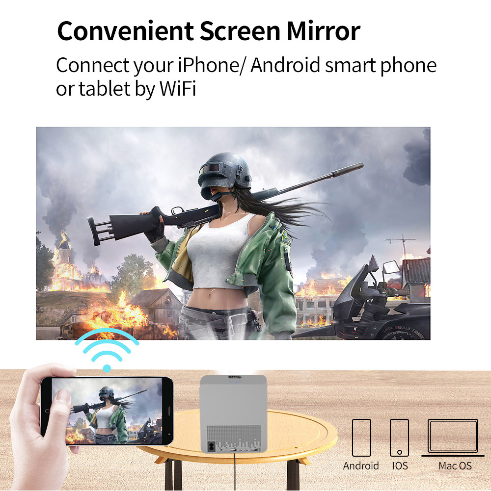 T03 Portable LCD Projector 1920*1080 HD 1080P 150 ANSI Lumens for Family Education and Entertainment with EU Plug