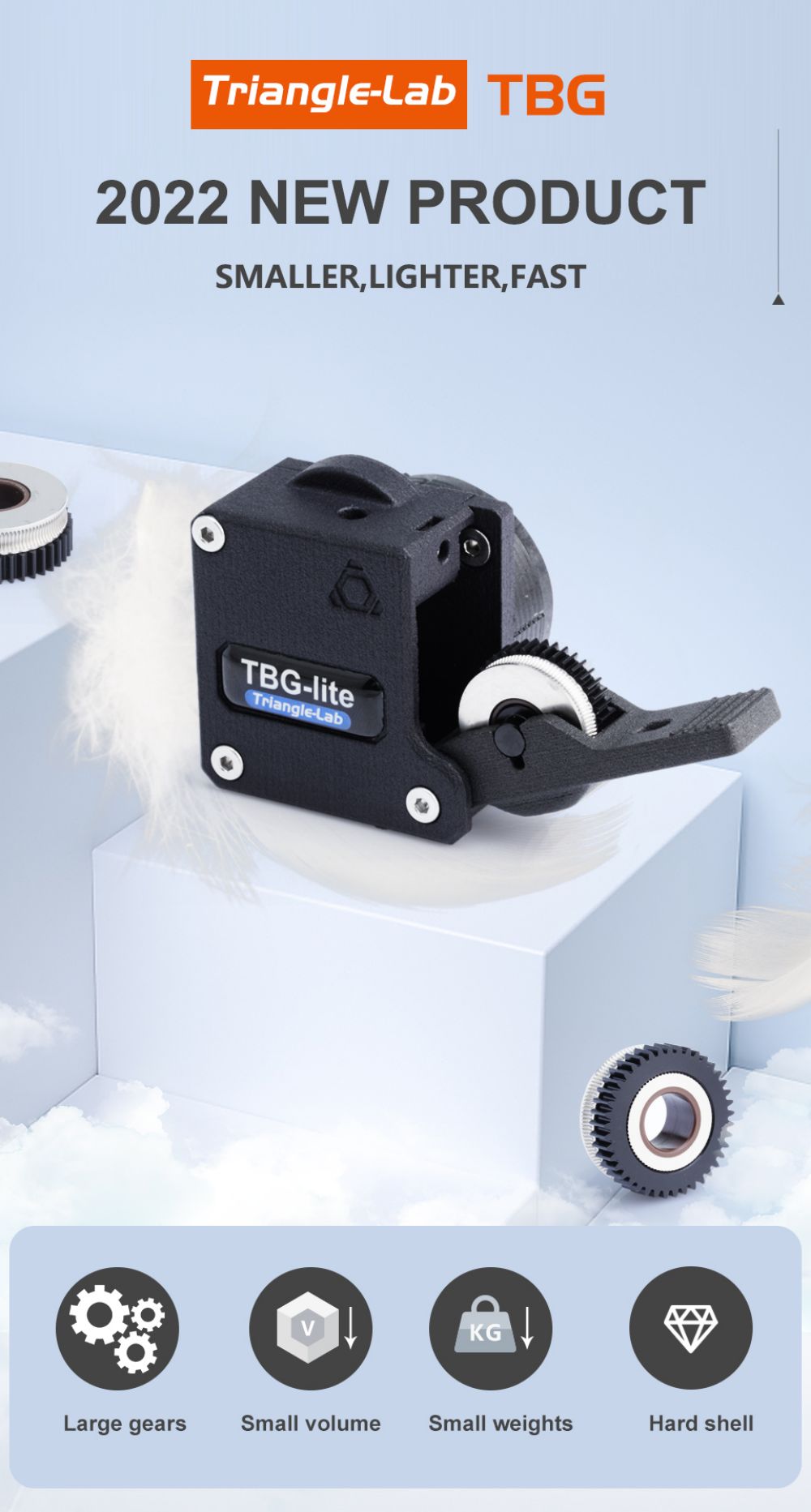 Trianglelab Big Gear TBG-LITE Extruder Bowden TBG for DDE-TBG-LITE Compatible Direct Drive Ender3 CR10 BLV 3D Printer