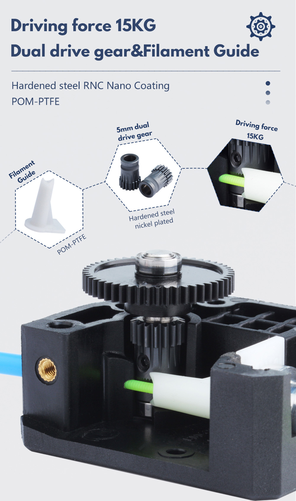 Trianglelab RNC Nano Coated Gear DDB Extruder V2.1 Bowden Extruder Dual Drive Extruder For 3D Printer Ender3 CR10 TEVO 15 Trianglelab RNC Nano Coated Gear DDB Extruder V2.1 Bowden Extruder Dual Drive Extruder For 3D Printer Ender3 CR10 TEVO