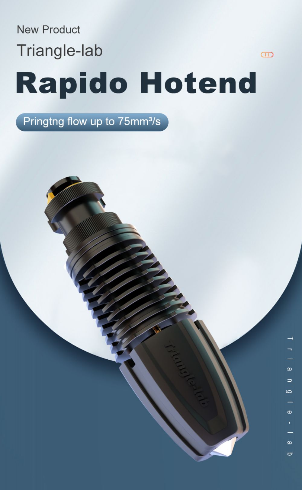 Trianglelab Rapido Hotend PT1000 Printing Flow Up To 75mm³/s 115W High Temperature 350C for DDB Extruder Ender3 V2 CR10