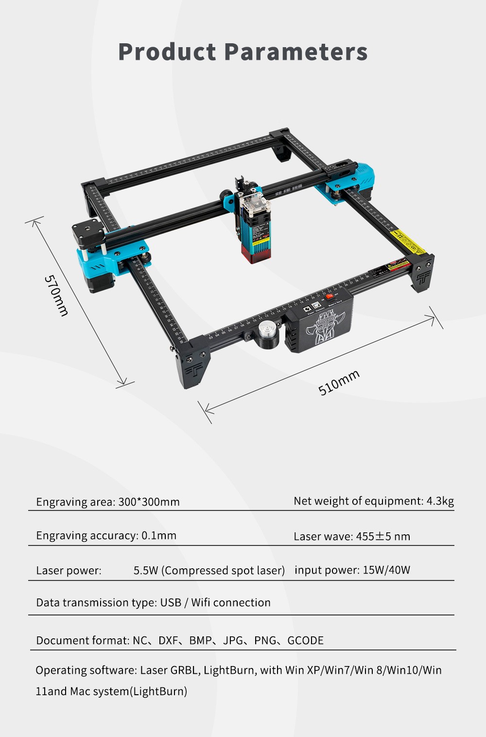 Two Trees TTS 20W Laser Engraver Cutter Metall CNC Laser Stecher Machine Engraving Area 300x300mm