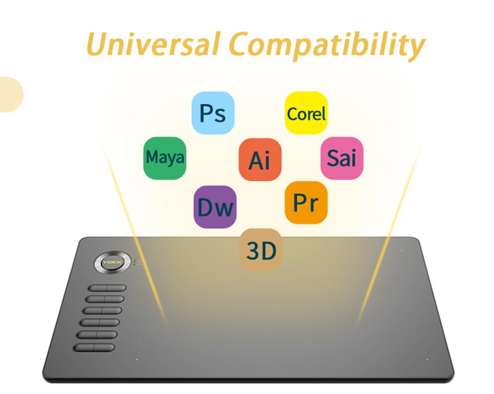 VEIKK A15 Pen Tablet 10x6'' 12 Shortcut Keys Support Windows Android Mac Linux for Professional Designer - Black