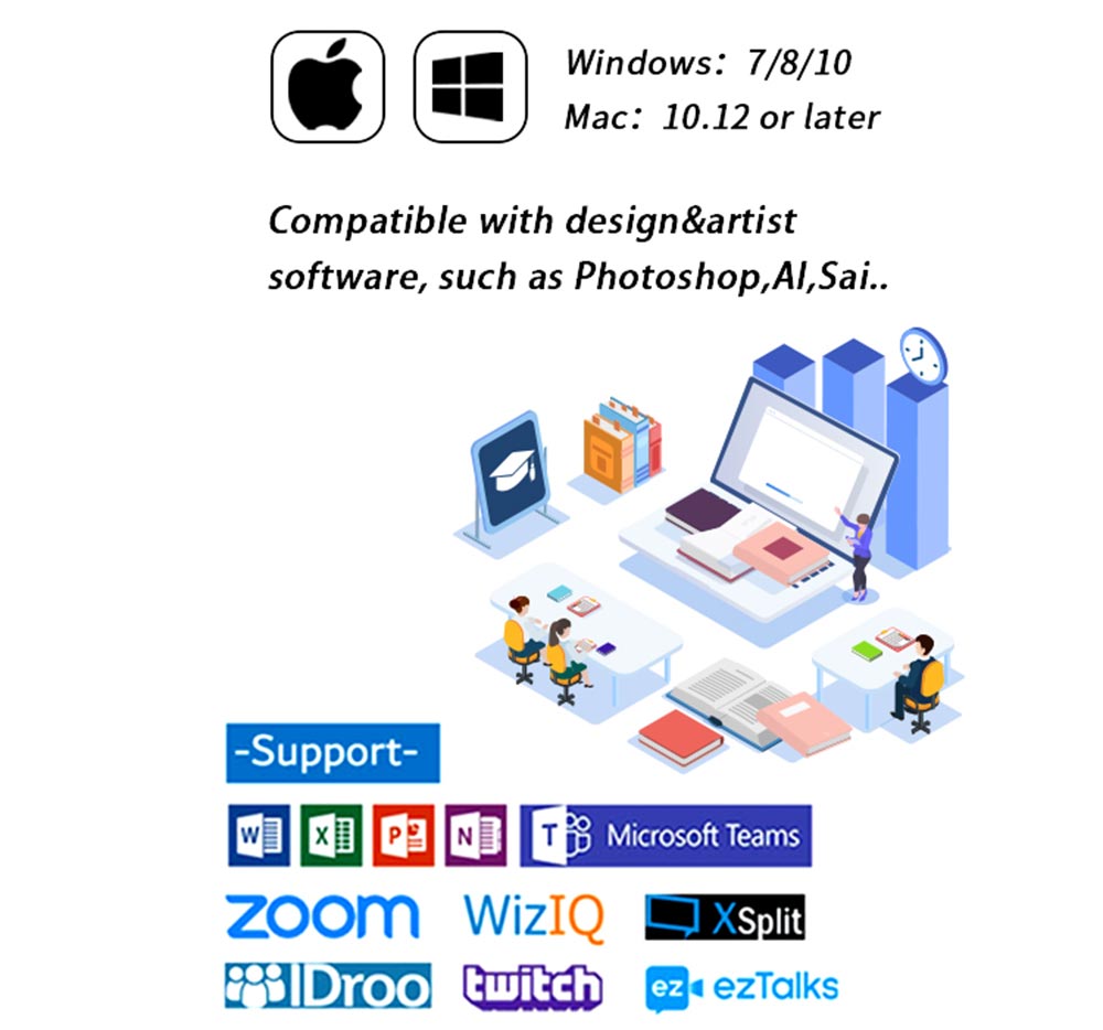 VEIKK A15 Pen Tablet 10x6'' 12 Shortcut Keys Support Windows Android Mac Linux for Professional Designer - Black