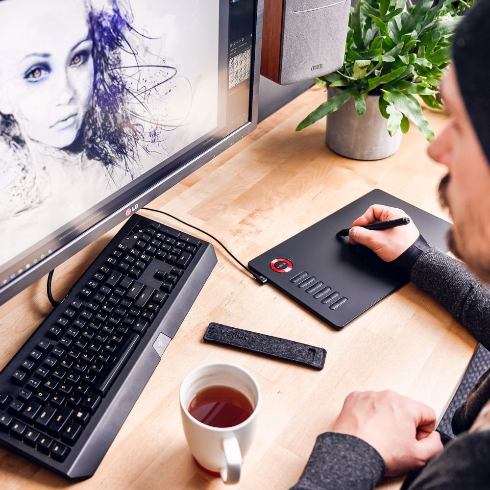 VEIKK A15 Pen Tablet 10x6'' 12 Shortcut Keys Support Windows Android Mac Linux for Professional Designer - Yellow