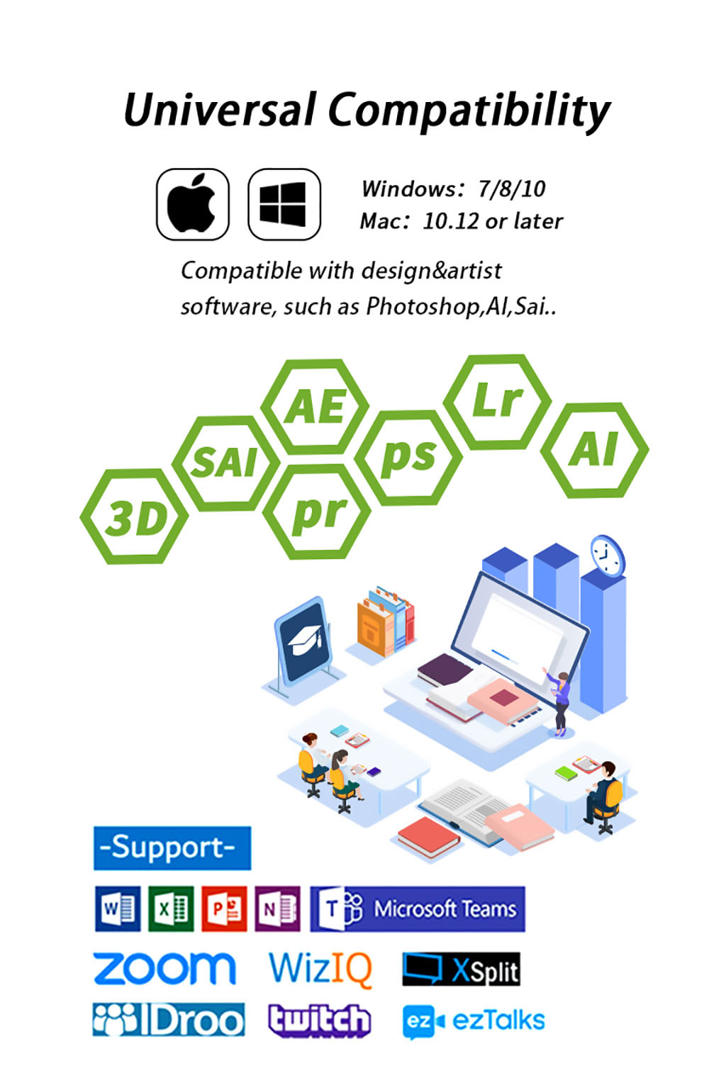 VEIKK A15Pro Drawing Tablet 10x6'' 12 Shortcut Keys Support Windows Android Mac Linux for Professional Drawing - Black