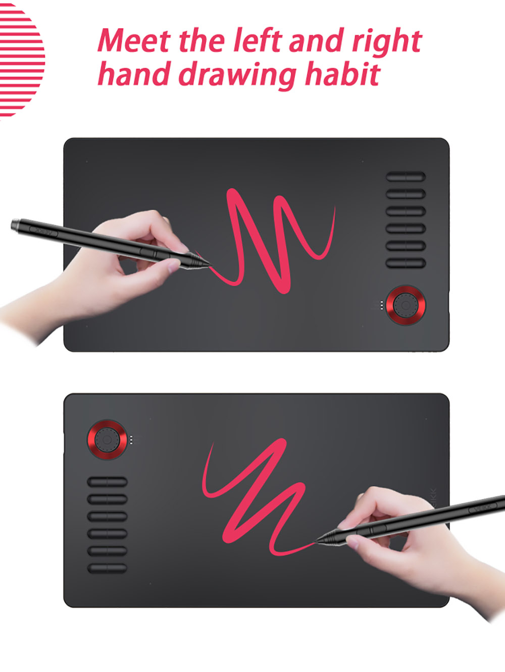 VEIKK A15Pro Drawing Tablet 10x6'' 12 Shortcut Keys Support Windows Android Mac Linux for Professional Drawing - Red