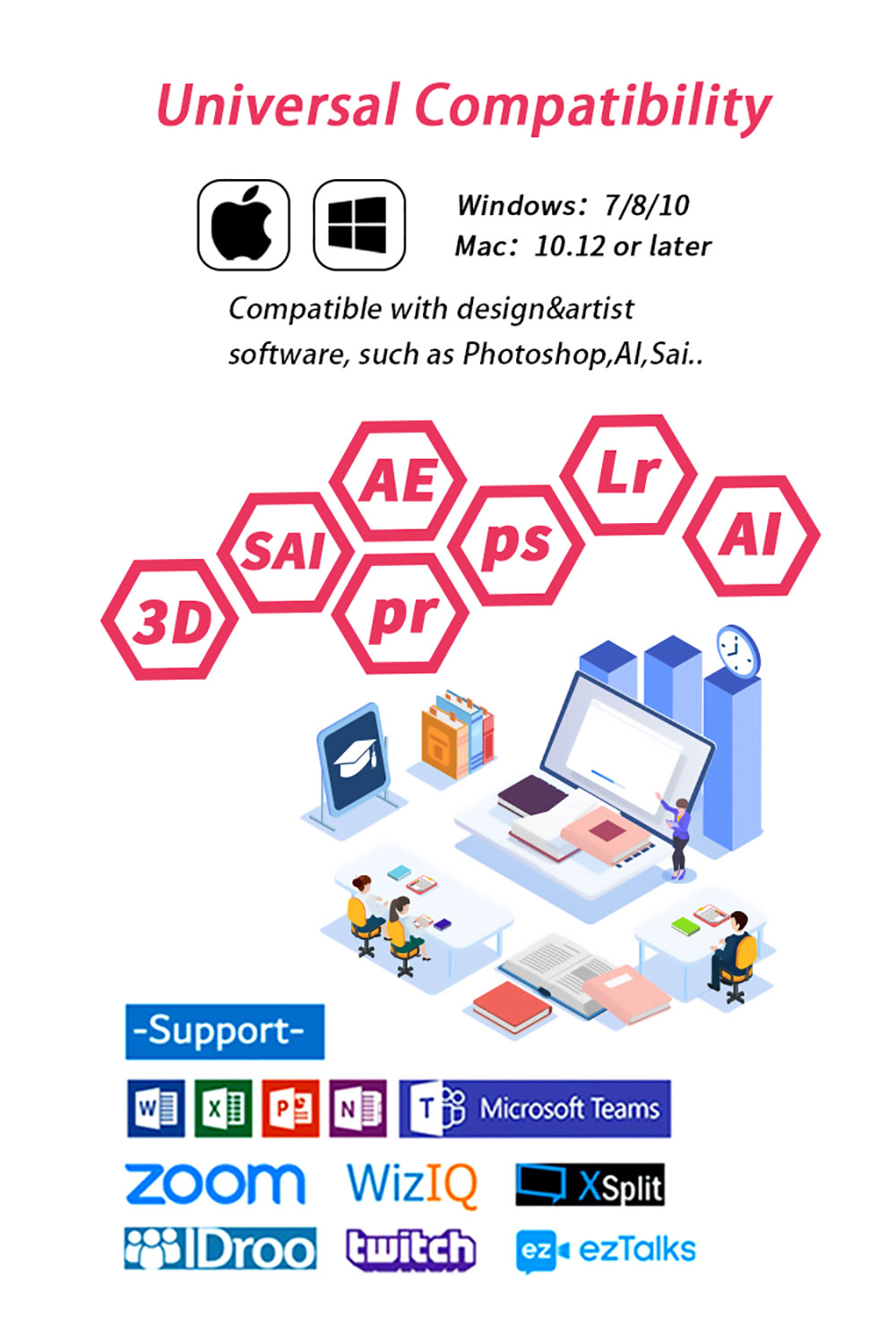 VEIKK A15Pro Drawing Tablet 10x6'' 12 Shortcut Keys Support Windows Android Mac Linux for Professional Drawing - Red