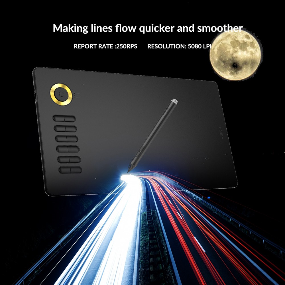 VEIKK A15Pro Drawing Tablet 10x6'' 12 Shortcut Keys Support Windows Android Mac Linux for Professional Drawing - Yellow