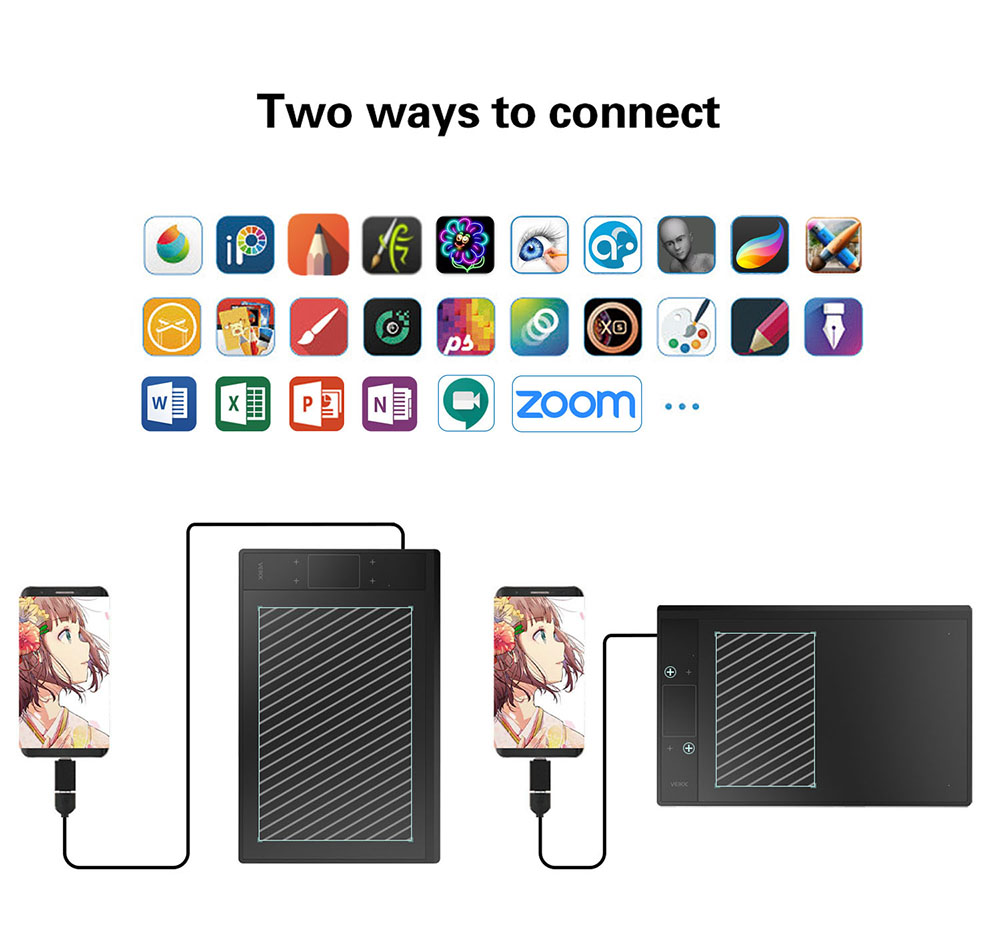 VEIKK A30 Touch Graphic Tablet 10x6'' Active Area 8192 Level Support Windows Android Mac Linux