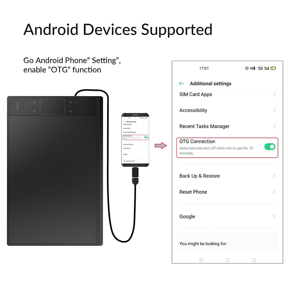 VEIKK A30 Touch Graphic Tablet 10x6'' Active Area 8192 Level Support Windows Android Mac Linux