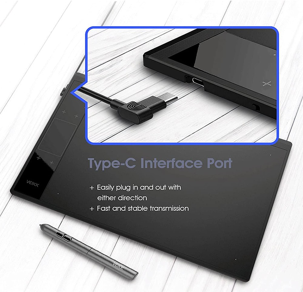 VEIKK A30 Touch Graphic Tablet 10x6'' Active Area 8192 Level Support Windows Android Mac Linux