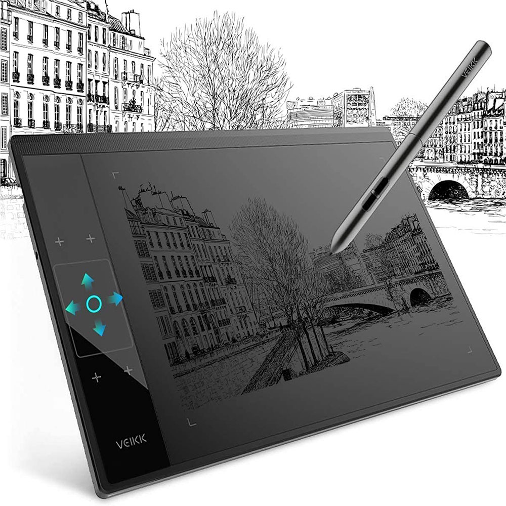 VEIKK A50 Full Panel Tablet 10x6'' 8 Customized Keys with Professional Drawing Stylus Wide Compatibility
