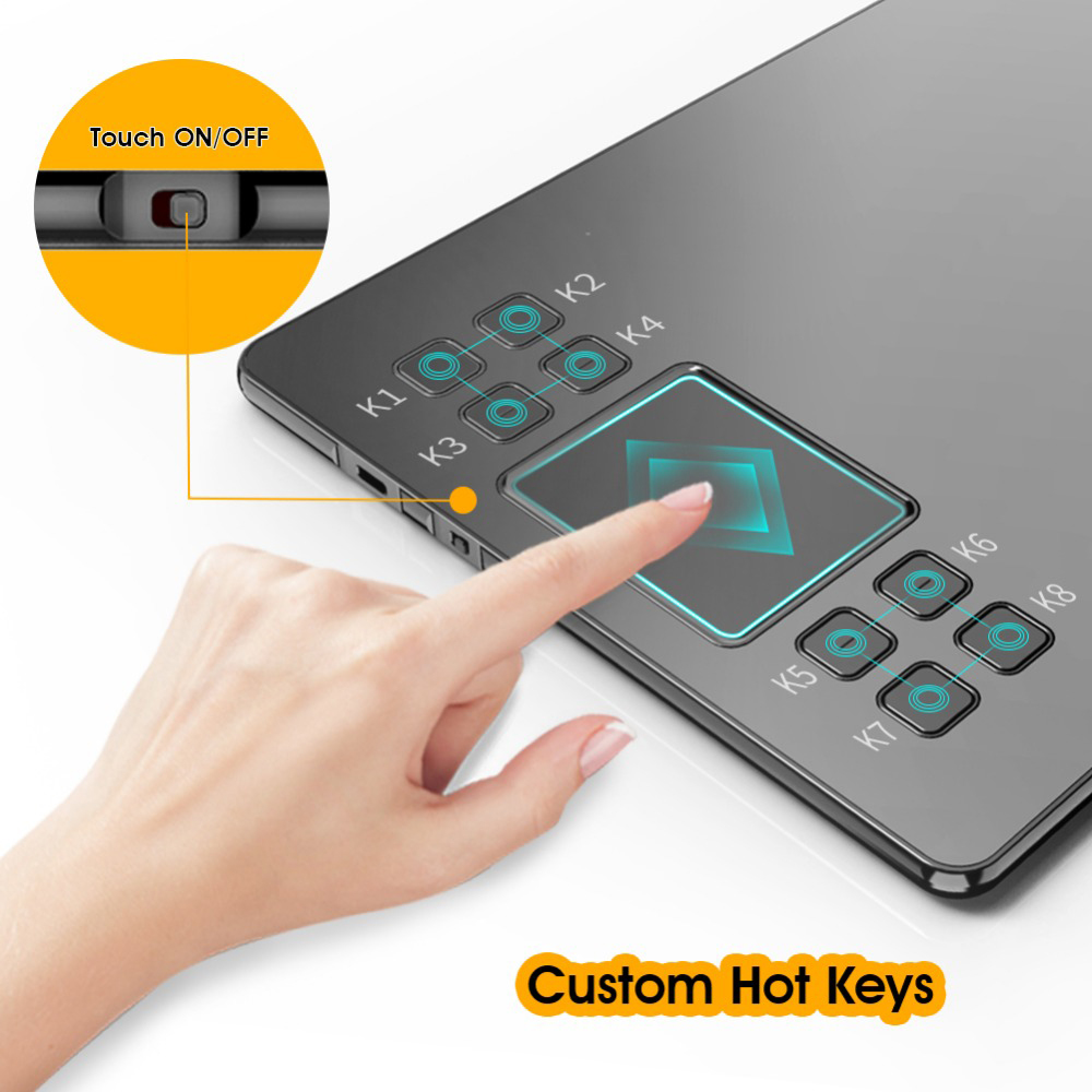VEIKK A50 Full Panel Tablet 10x6'' 8 Customized Keys with Professional Drawing Stylus Wide Compatibility