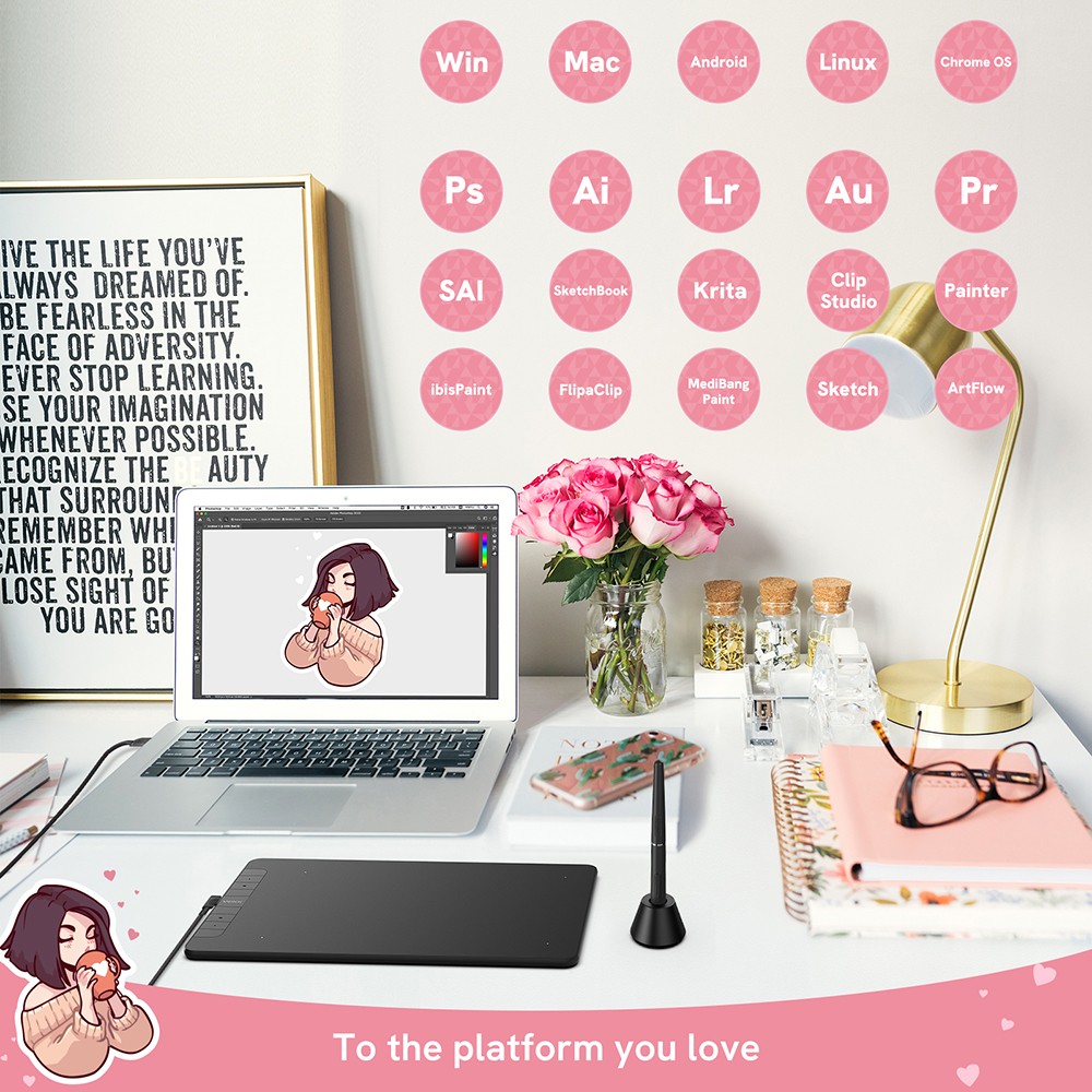 VEIKK VK1060 Drawing Tablet 10x6'' 8 Customized Keys 8192 Level Battery Free Pen Wide Compatibility