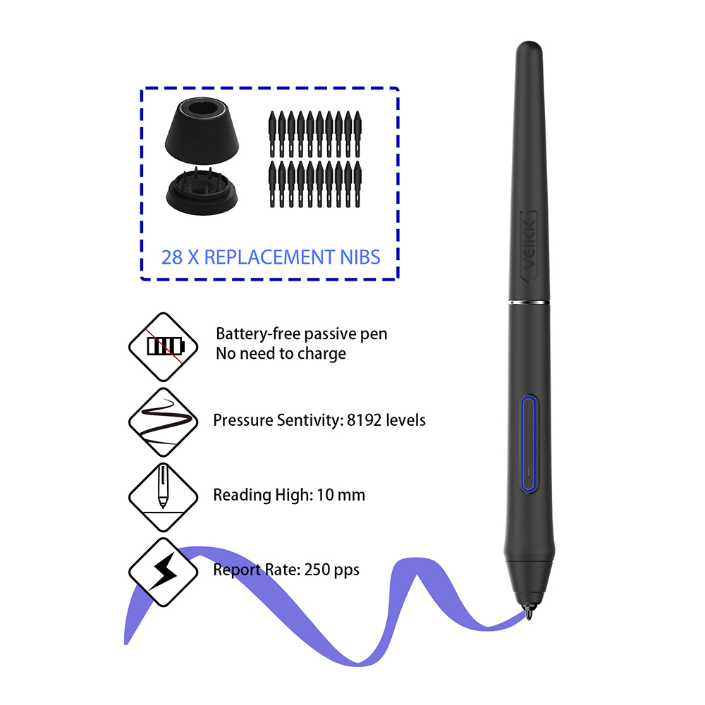VEIKK VK1060Pro Drawing Graphic Tablet 10x6 inch with Battery-Free Passive Stylus Support Android Windows Mac