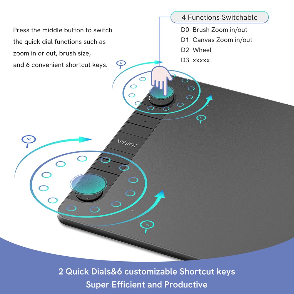 VEIKK VK1060Pro Drawing Graphic Tablet 10x6 inch with Battery-Free Passive Stylus Support Android Windows Mac