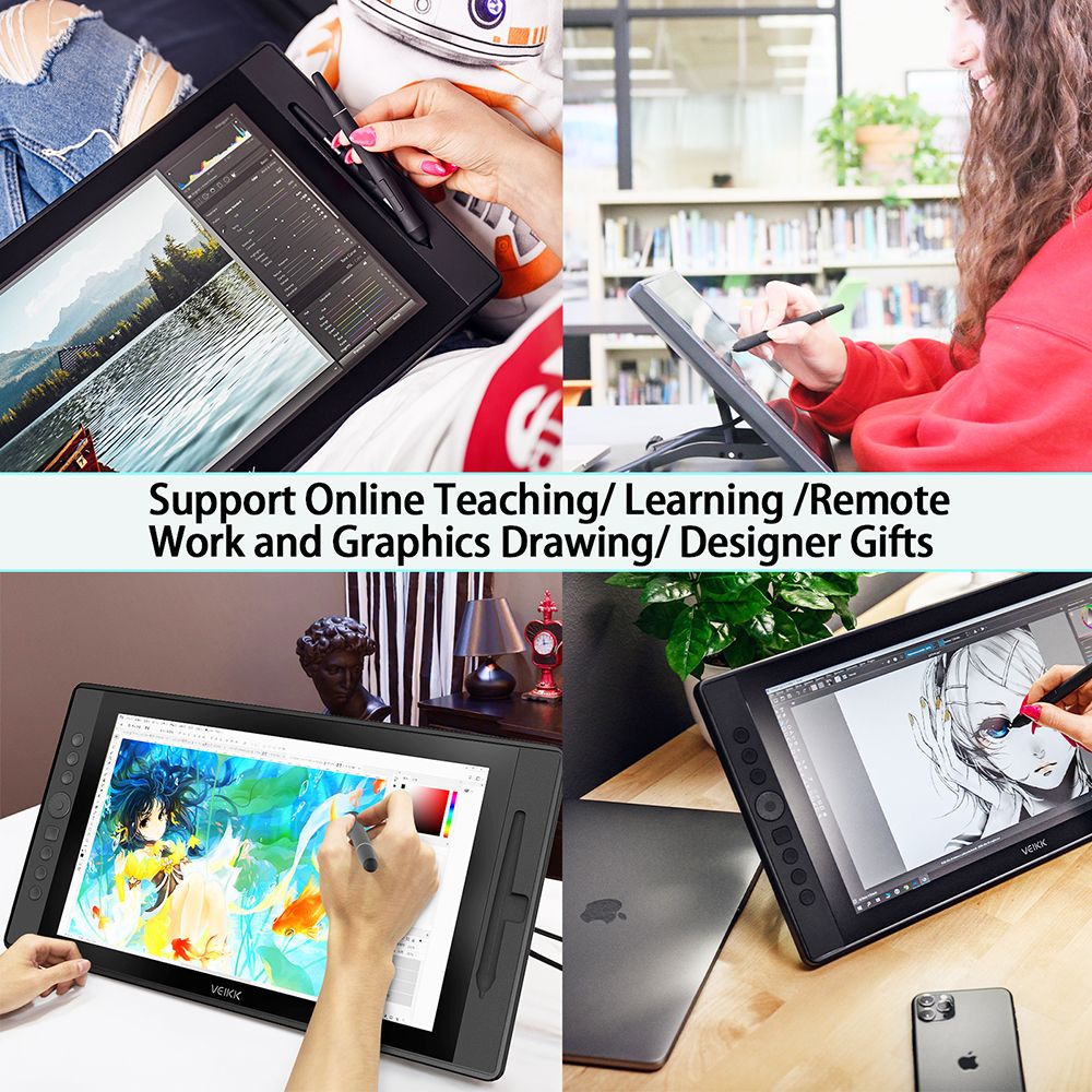 VEIKK VK1560 Pen Display with 15.6'' IPS HD Graphics Drawing Tablet Monitor for Painting & Writing