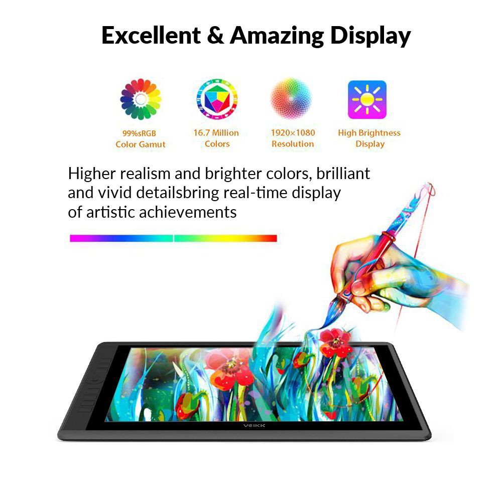 VEIKK VK1560Pro Pen Display with 15.6'' IPS HD Graphics Drawing Tablet Monitor for Painting & Writing with 2 Pens