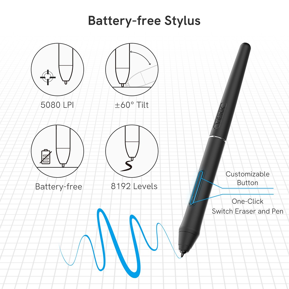 VEIKK VK2200Pro Pen Display with 21.5 Inch 1920x1080 IPS Laminated Display with Tilt-Support Battery-Free 8192 Pen