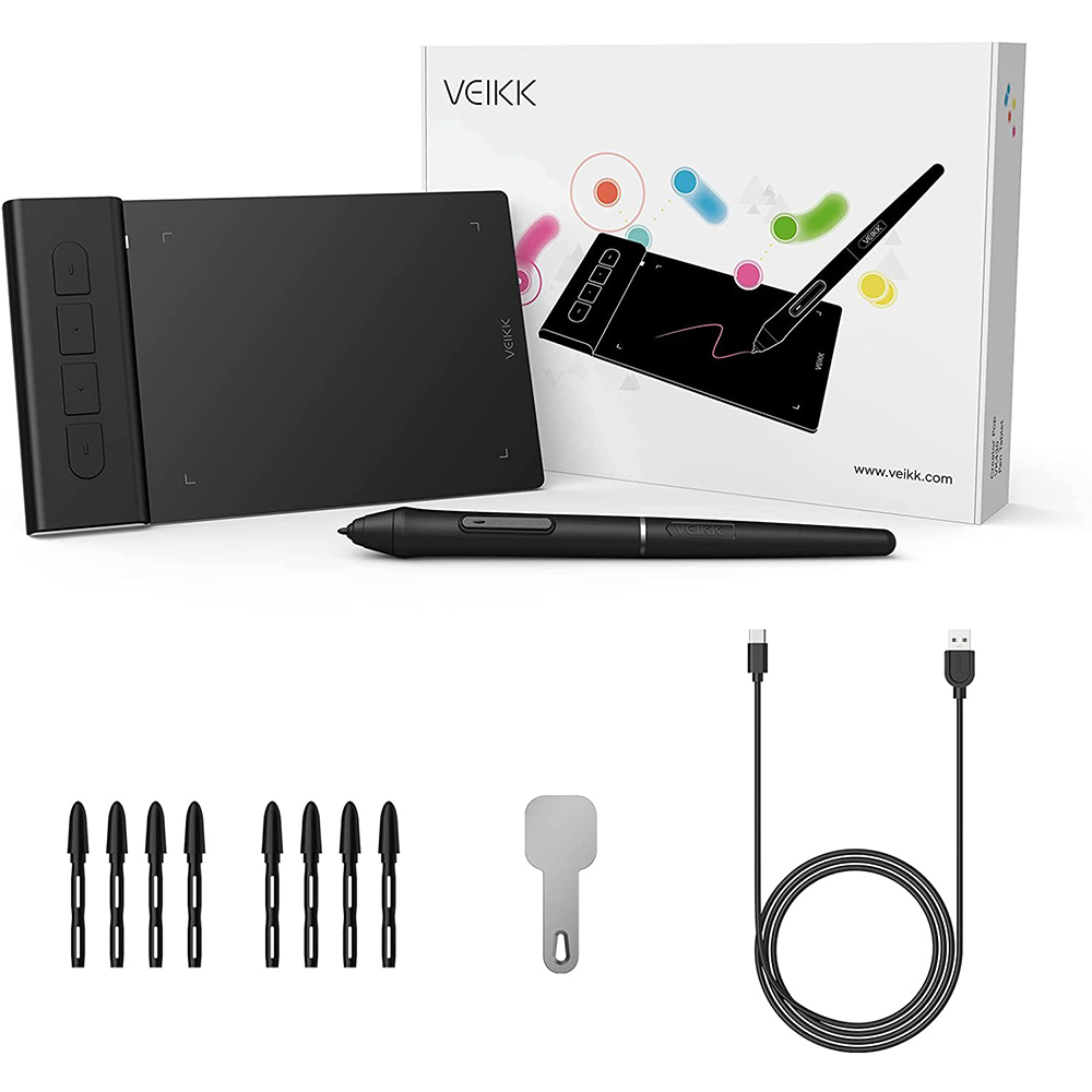 VEIKK VK430 Pen Tablet 4x3'' Active Area with 8192 Levels Support with Windows Android Mac Chromebook for OSU - Black